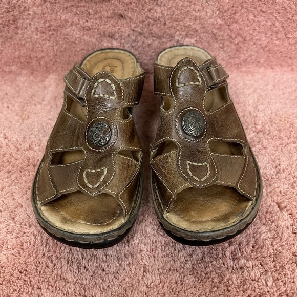 Josef Seibel Leather Slide Heeled Sandals Women’s Size 7.5 (EU 38) - Picture 3 of 11